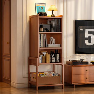 书架落地置物架家用客厅转角书柜电视柜旁简易收纳储物柜一体靠墙