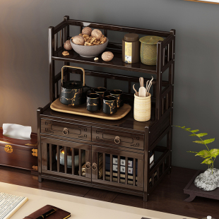 茶桌台面茶具架子置物架中式小型博古架茶杯茶叶放置储物架收纳柜