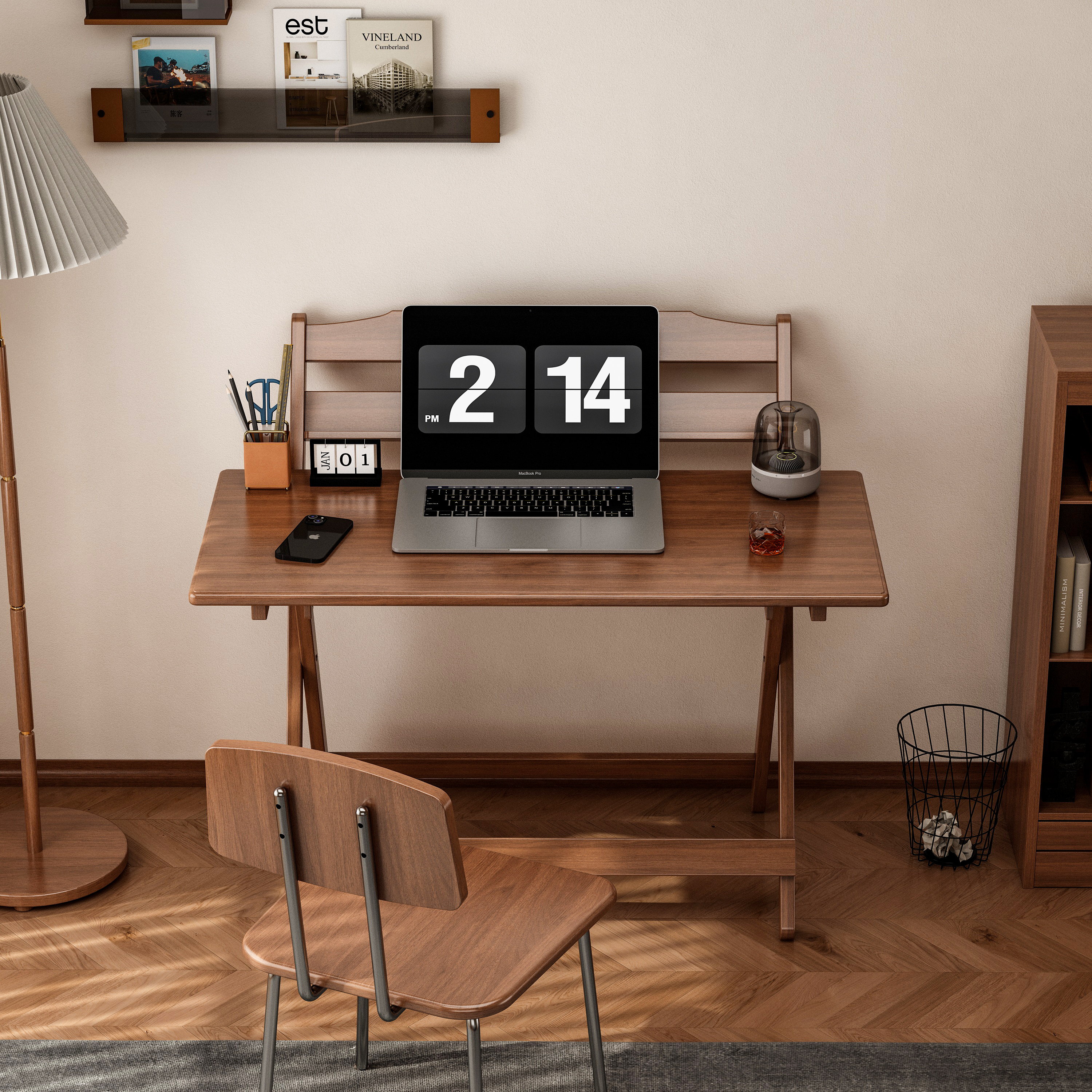 高度可调高颜值免安装竹木折叠桌