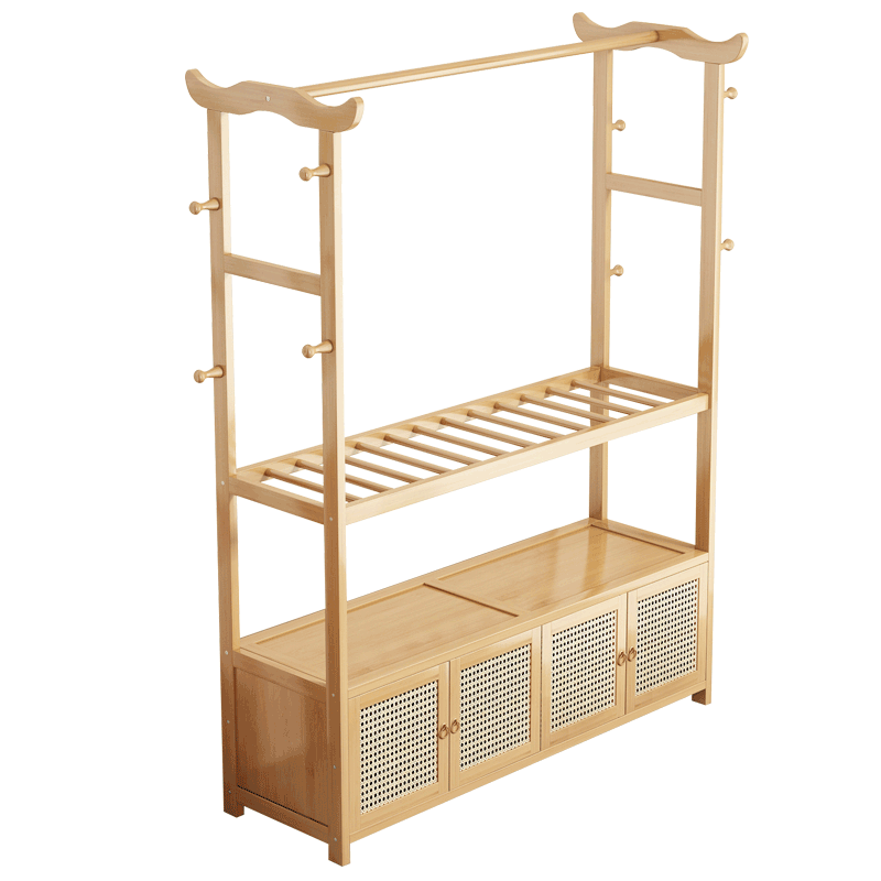 【新品秒杀】带门藤编衣帽架