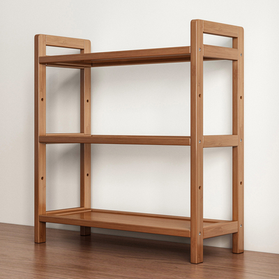 置物架多层收纳架落地简易书架楠竹客厅厨房家用靠墙杂物储物架子