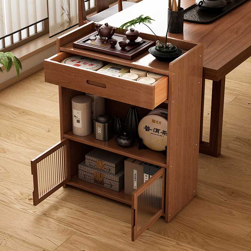新中式博古架茶室茶柜茶具置物架茶壶小型收纳柜非实木新中式防尘