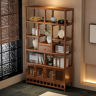博古架2025新款茶柜茶叶置物架宋代美学茶室非实木新中式收纳展示