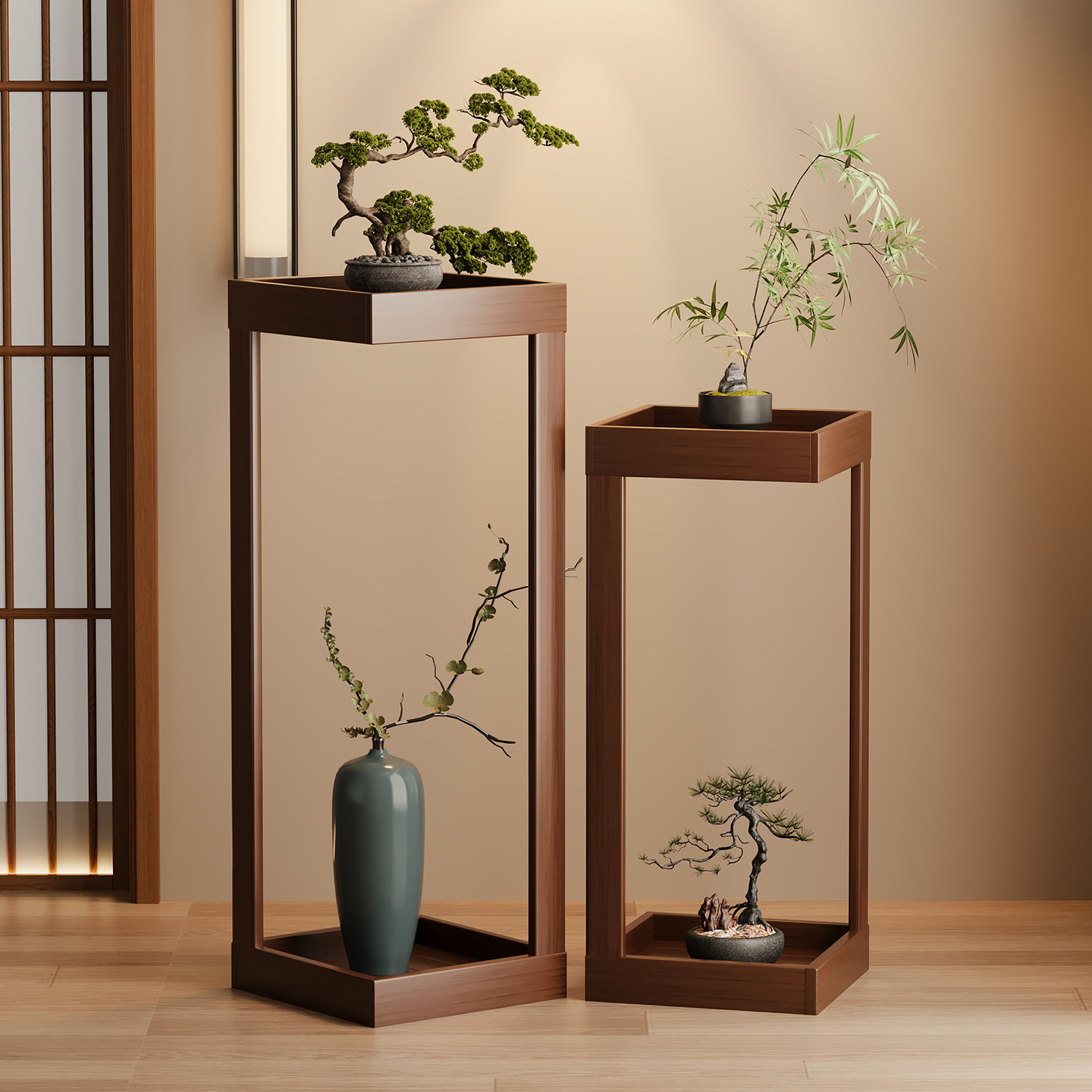 花架子客厅落地式花盆植物摆放架中式盆栽摆件放置收纳架2026新款