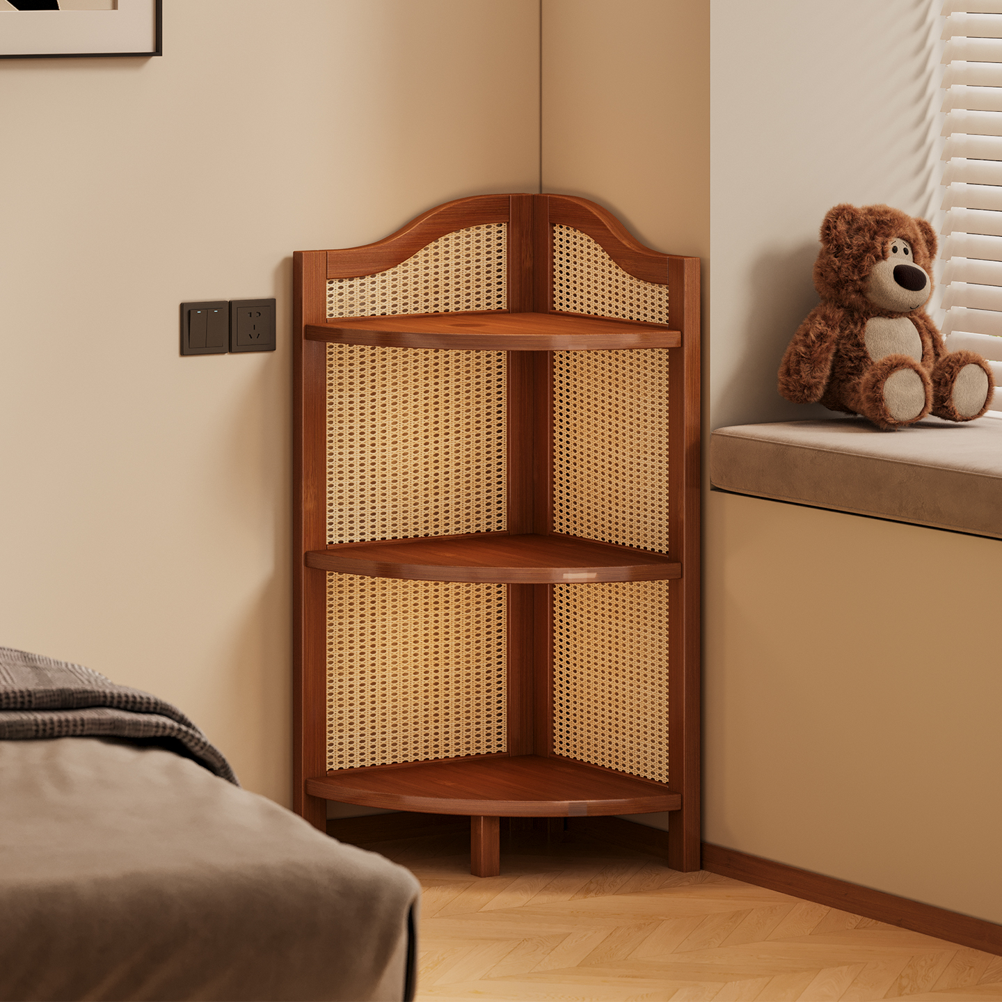 转角置物架客厅靠墙角落地三角架小户型卧室拐角多层收纳储物架子