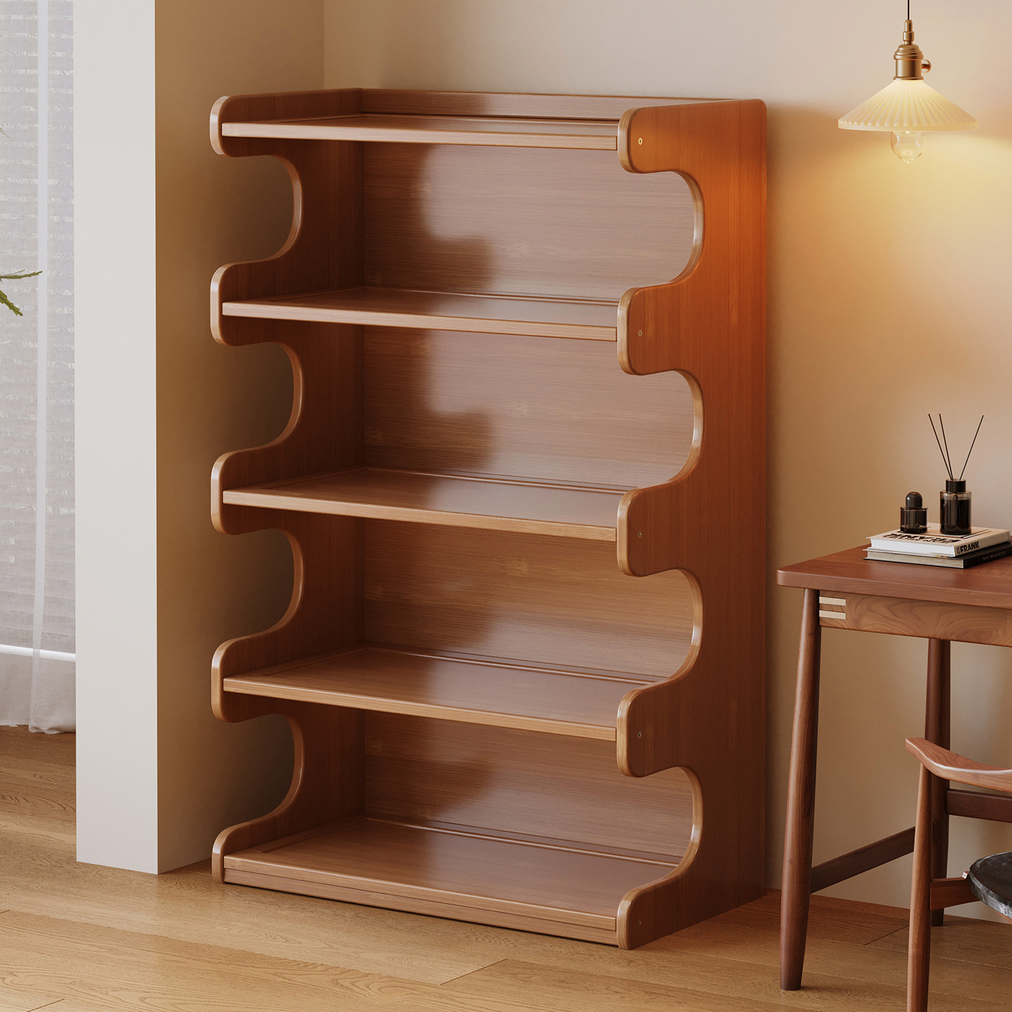 简易书架置物架书房书桌收纳儿童学生客厅展示储物柜子转角书柜