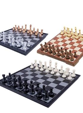 UB友邦金银黑白色国际象棋可折叠棋盘磁性象棋儿童棋牌游戏玩具棋