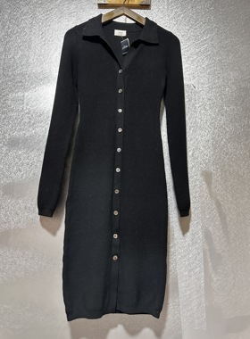 国现Wilfred黑色针织连衣裙女中长款气质显瘦毛衣裙秋冬新款毛衣
