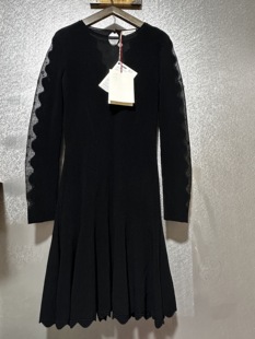 国现新品 MCQUEEN麦昆针织长袖 气质显瘦修身 连衣裙黑色 ALEXANDER