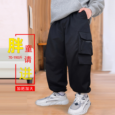 胖童速干工装裤潮大童长裤防水