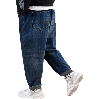 胖童牛仔裤春秋大码加肥弹力宽松