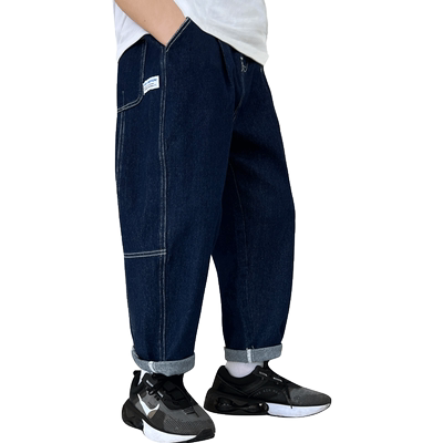 胖童长裤软牛仔裤弹力加肥加大