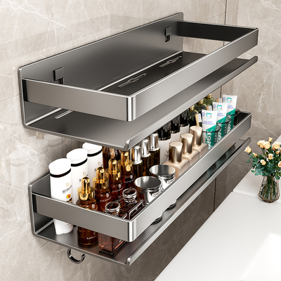 高端卫生间浴室置物架子免打孔壁挂洗手间厕所洗漱台加宽墙上收纳