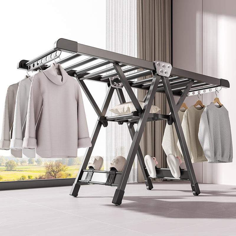 折叠晾衣架落地家用卧室阳台晒衣架室内婴儿凉晒挂衣杆晒被子神器