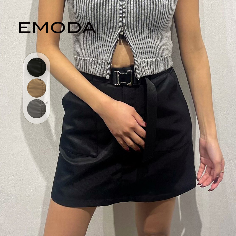 EMODA2024夏季时尚设计个性搭扣腰带短款半裙女士短裙0424308009
