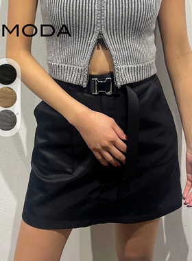 EMODA2024夏季时尚设计个性搭扣腰带短款半裙女士短裙0424308009