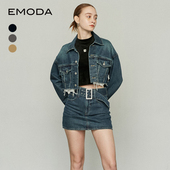 修身 EMODA秋季 新款 显瘦宽松休闲风宽腰带牛仔短裙0424408701