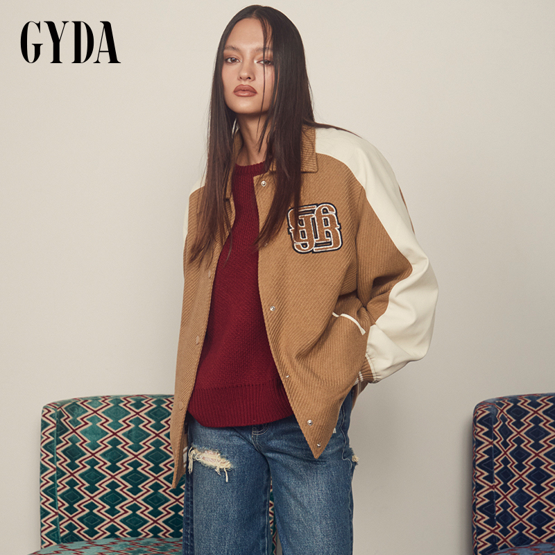 GYDA2024秋季新品小众独立设计高街拼接刺绣棒球外套0724502370