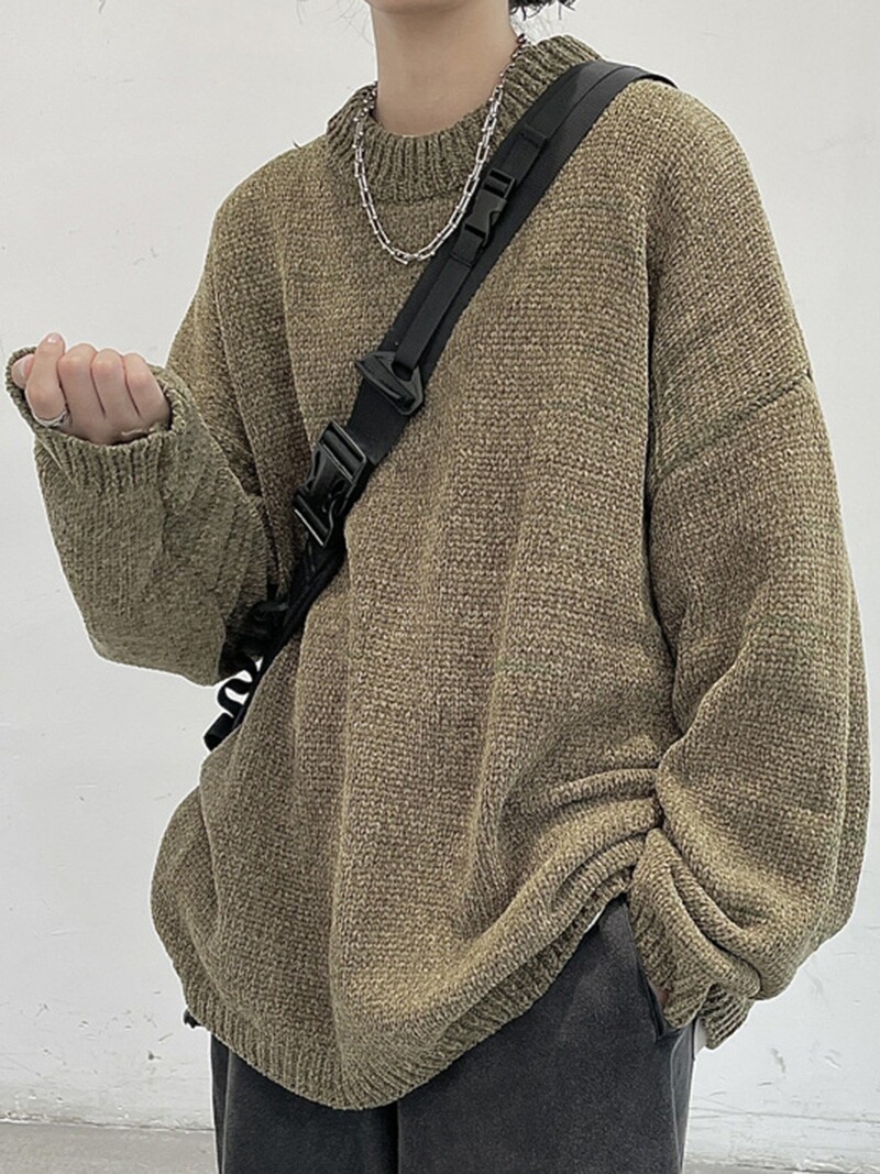 클라인 블루 스웨터 남성용 레이지 하이엔드 니트 스웨터 윈터 오버사이즈 재킷 아메리칸 레트로 셔닐