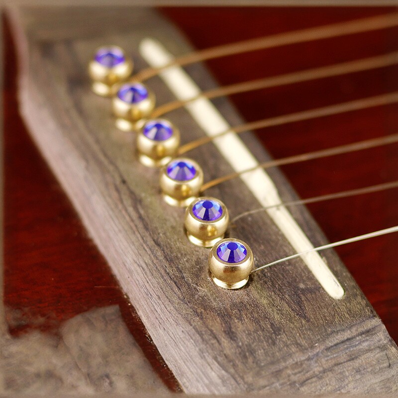 民谣吉他固弦锥纯铜水晶镶嵌弦柱琴锥弦尾卡弦尾钉延长延音压线器