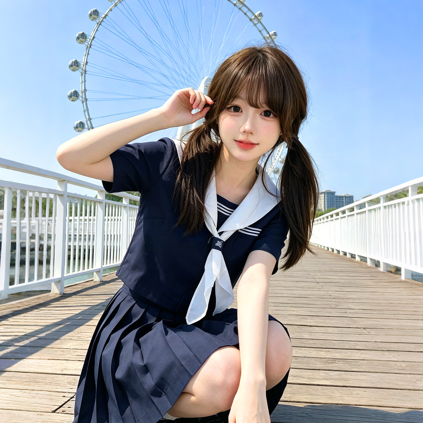 伊豆物语正版jk制服白领水手服日系校供感基础款夏季大码长裙套装