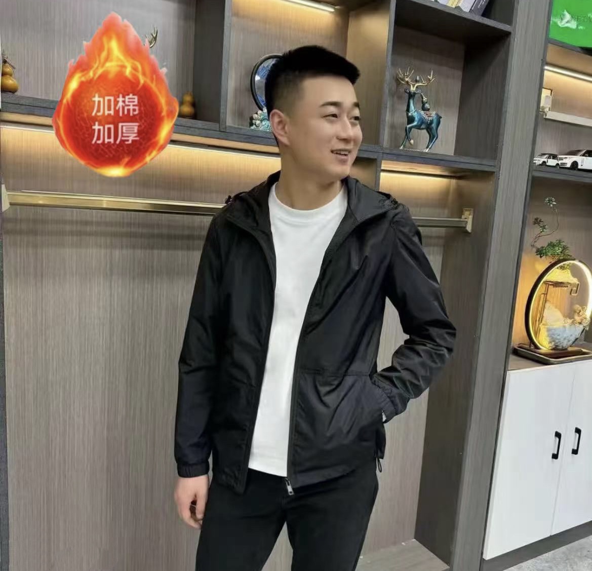 爆款秋冬男士欧洲修身棉服简约新款外套纯色连帽时尚休闲棉袄棉衣