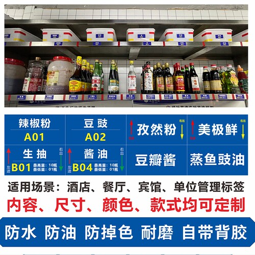 幼儿园企业店定位标志贴分区6t整改洗碗池4d厨房管理标识标签酒店