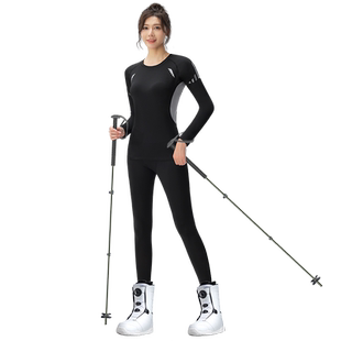 速干衣女滑雪冬季压缩加绒保暖内搭衣裤户外登山打底跑步运动套装