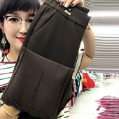 轻奢风咖色高腰高温烫钻微喇裤 气质显瘦洋气长裤 女2026春季 新款