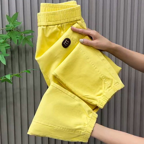 夏季高腰显瘦束脚哈伦九分女裤