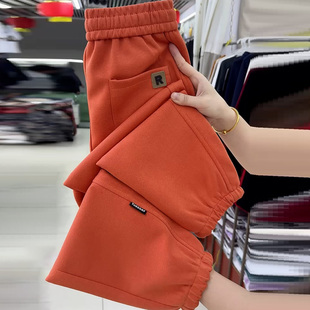 桔色R标束脚小个子运动卫裤女2026春季极简风显瘦宽松休闲九分裤