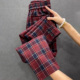 红色格子休闲裤 小个子复古风显瘦洋气九分直筒裤 女2026春季 新款
