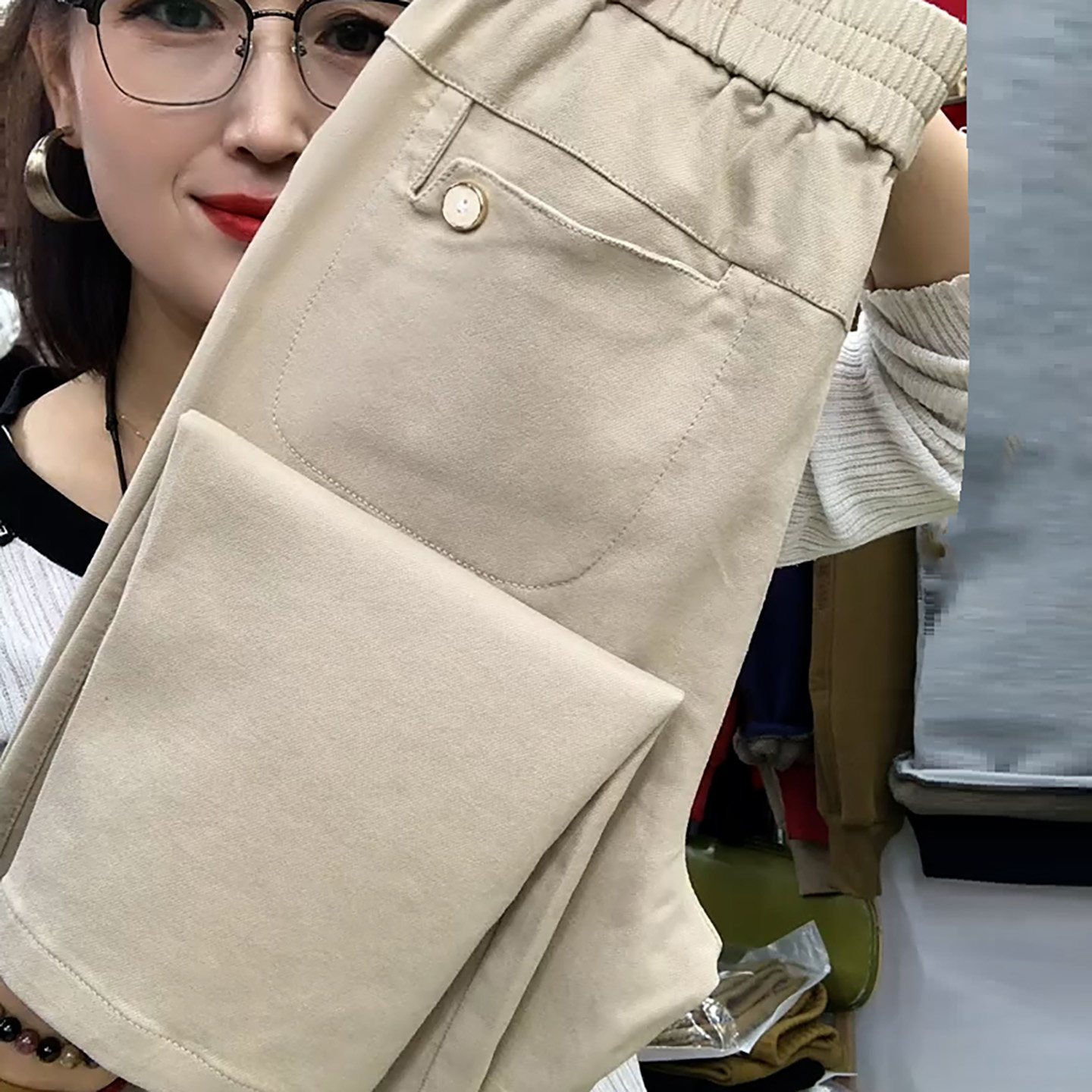 小个子奶茶色高腰休闲九分裤女2026春季新款水洗棉显瘦舒适裤子,女装/女士精品,大码裤装,淘宝优惠券,粉丝福利购,淘宝优惠卷