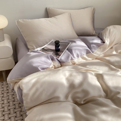 Summer solid color ice silk 4piece bed sheets duvet covers