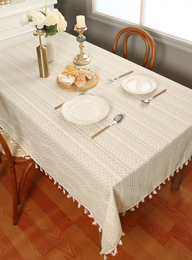 Lace tablecloth cotton linen table cloth non-slip table mat