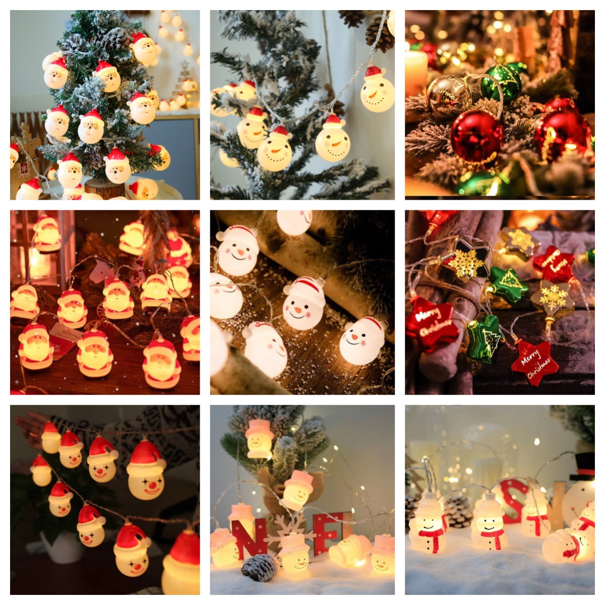 Led Christmas night light string snowman decorative pendant