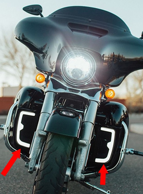 Advanblack哈雷滑翔路王LED护腿灯 街滑公路滑翔腿包超亮转向灯