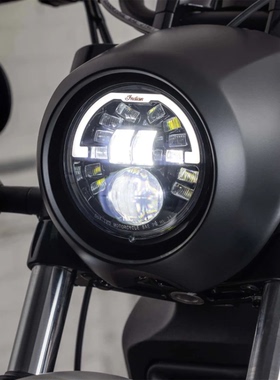 印第安新款侦察兵改装自适应Led大灯bobber黑色探路者补光透镜灯