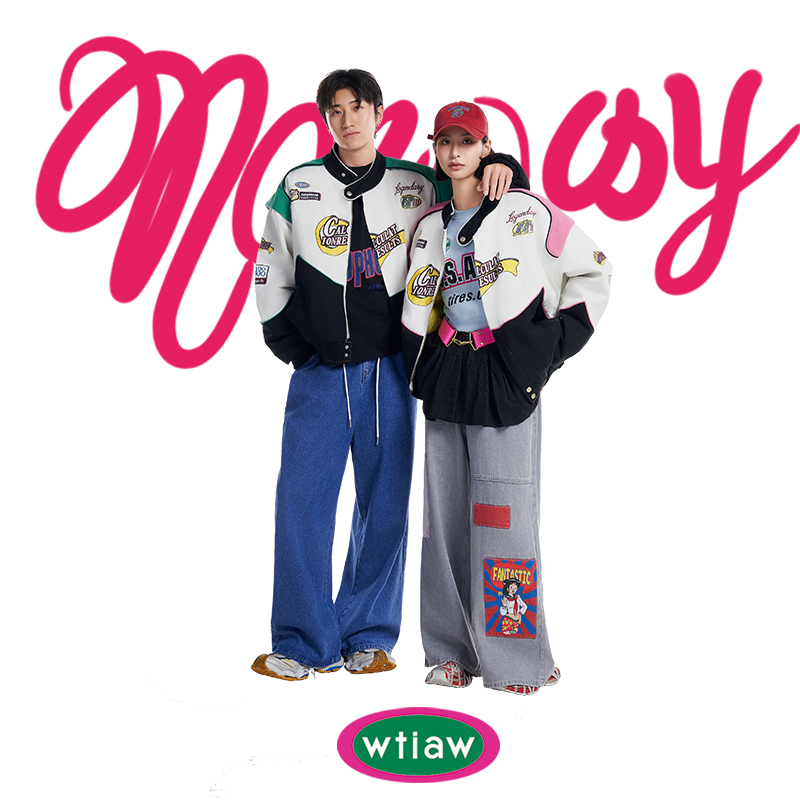 wtiaw美式棉刺绣美式外套