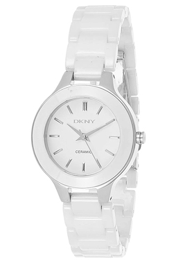 DKNY白色陶瓷手表简约时尚石英表防水女表NY4886
