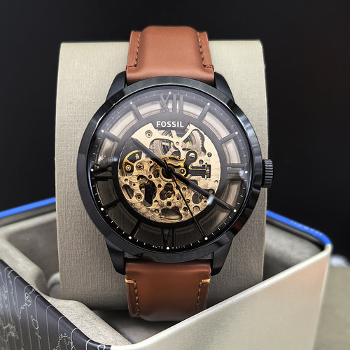 FOSSIL机械表酷黑商务休闲男表