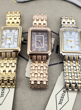 FOSSIL手表不锈钢方形时尚贝母面石英表日历休闲时尚防水女表