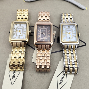 FOSSIL手表不锈钢方形时尚贝母面石英表日历休闲时尚防水女表