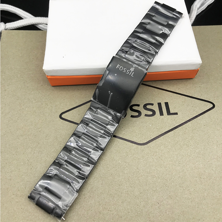 现货FOSSIL钢表带不锈钢黑色24MM平口通用男士手表JR1401配件
