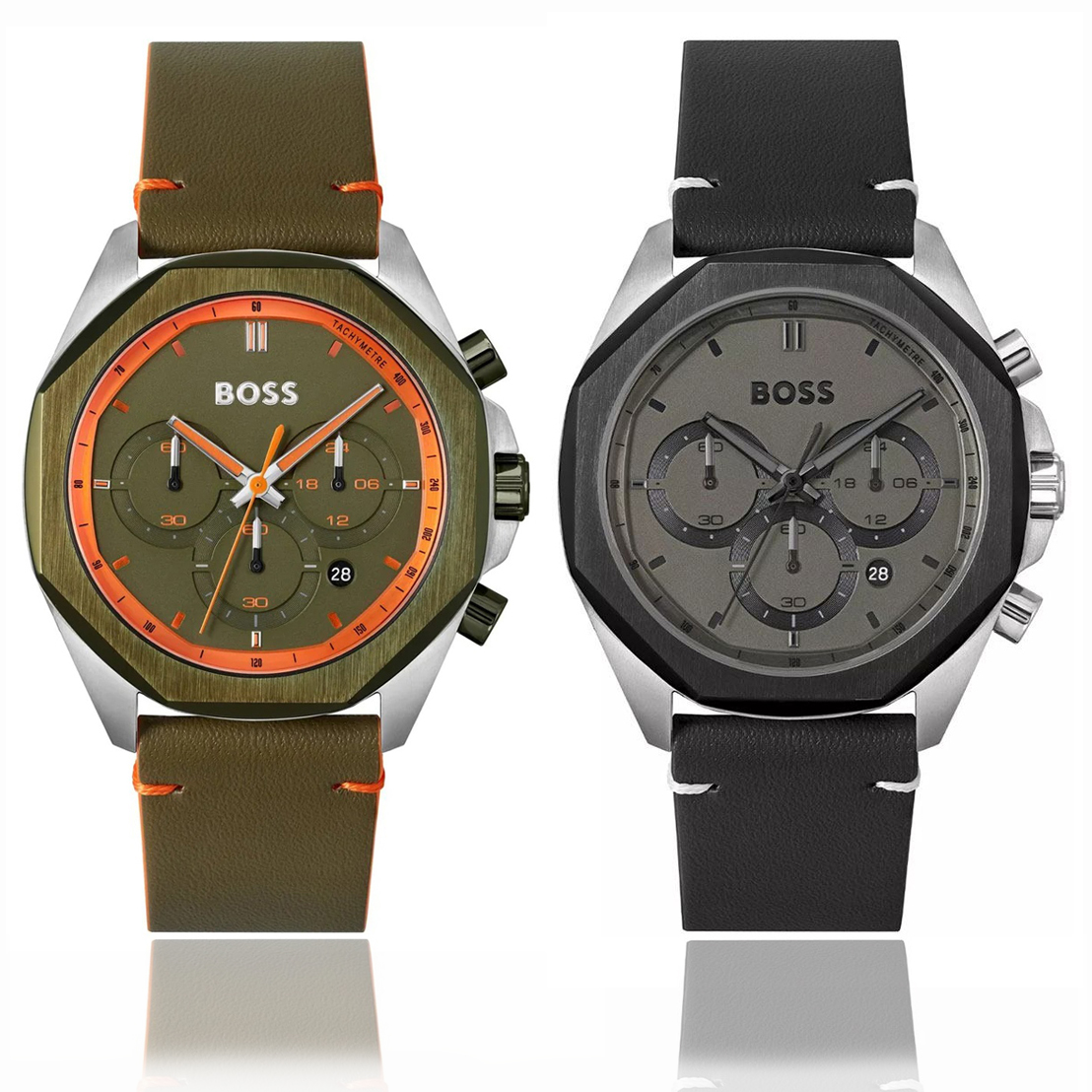 BOSS手表真皮表带石英机芯防水表