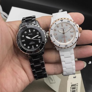 FOSSIL化石手表陶瓷表简约时尚休闲石英防水女表CE1108