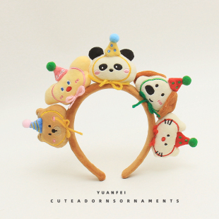 创意萌宠五小憨发箍可爱熊猫小熊小狗动物卡通头饰搞怪发卡女头箍