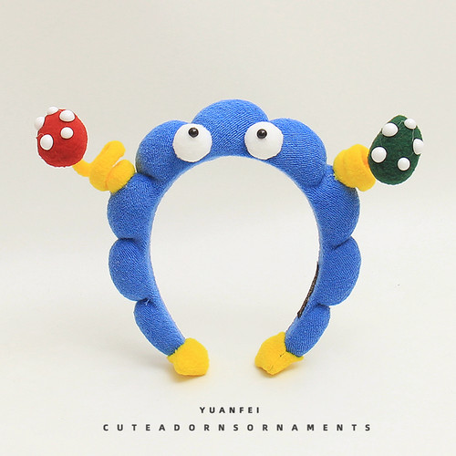 可爱大眼仔扭扭棒发箍创意蘑菇卡通头饰搞怪拍照发卡个性卖萌头箍