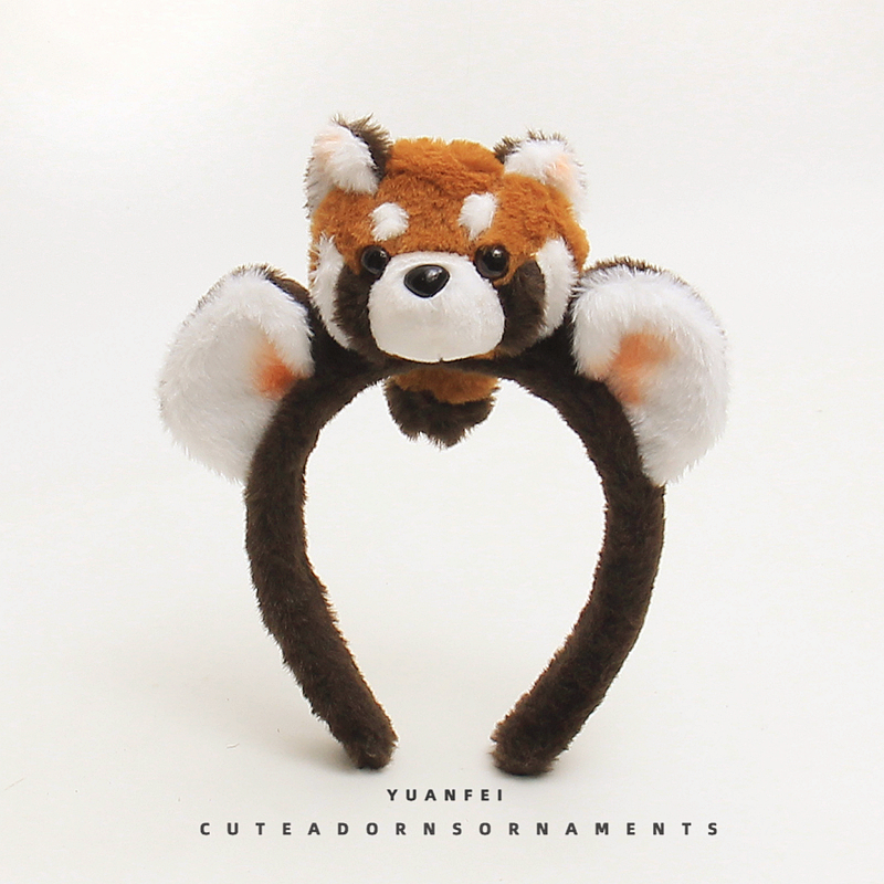 可爱浣熊发箍创意卡通头饰动物园卖萌拍照发卡毛绒小熊猫搞怪头箍