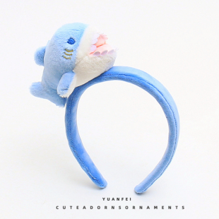 搞怪鲨鱼可爱毛绒发箍卡通头饰创意丑萌洗脸头箍卖萌表演拍照发卡